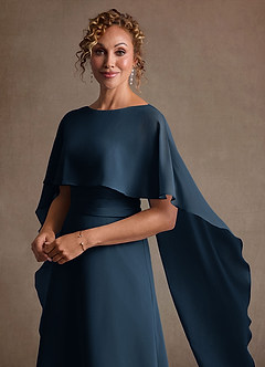 Azazie Marilla Mother of the Bride Dresses Dark Navy A-Line Pleated Chiffon Dress image8