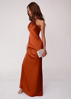 Barbie ♥ Azazie Bridesmaid Dresses Paprika Sheath Stretch Satin Dress image5