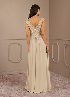 Azazie Amethyst Mother of the Bride Dresses Champagne A-Line V-Neck Sequins Chiffon Dress image6