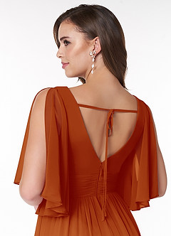 Azazie Temeka Bridesmaid Dresses Paprika A-Line Ruched Chiffon Dress image5