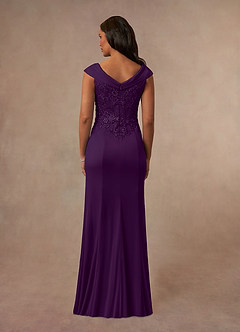 Azazie Calathea Mother of the Bride Dresses Grape A-Line Lace Dress image3