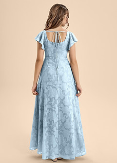 Azazie Bondi Junior Sky Blue A-Line Bow Floral Burnout Dress image2