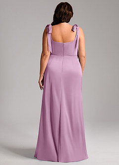 Azazie Frostine Bridesmaid Dresses Wisteria A-Line Bow Stretch Satin Dress image13