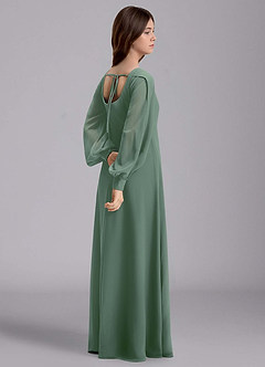 Azazie Bondi Junior Jurk van Chiffon met A-Lijn Blouson Eucalyptus image6