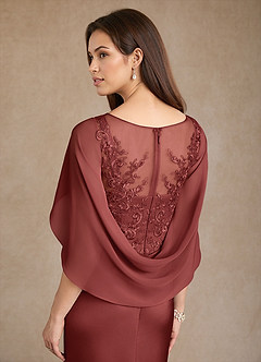 Azazie Hera Mère de la mariée Robes Robe Trapèze en Satin extensible Dentelle Terracotta image6