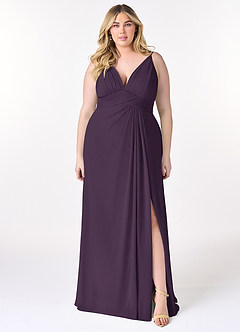 Azazie Maren Allure Abiti da Damigella Abito A-Line in Chiffon con Scollo a V in Pizzo Prugna image6
