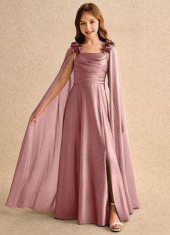 Azazie Rosita Girls Formal Flower Girl Klänningar Klä A-Line i Stretch Satin Plisserad image3
