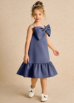 Azazie Kiwi Flower Girl Dresses Stormy A-Line Spaghetti Strap Matte Satin Dress image3