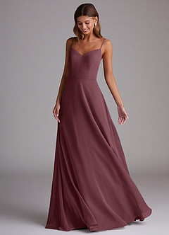 Azazie Marley Jurken voor bruidsmeisjes Converteerbaar Jurk van Chiffon met A-Lijn Off the Shoulder Sangria image5