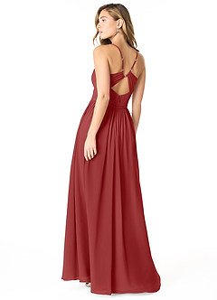 Azazie Cora Bridesmaid Dresses Rust A-Line Pleated Chiffon Dress image2