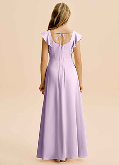 Azazie Bondi Junior A-Line Sideslids Stræk satin Gulv-længde Junior brudepige Kjole image2