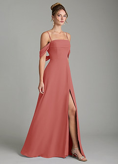 Azazie Mercedes Bridesmaid Dresses Antique Rose A-Line Off the Shoulder Chiffon Dress image5