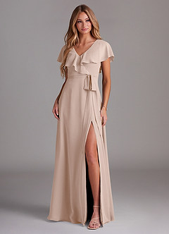 Azazie Lainey Bridesmaid Dresses English Rose A-Line with Pockets Chiffon Dress image3