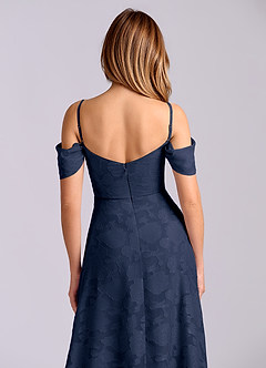 Azazie Marley Final Sale Dark Navy A-Line Off the Shoulder Floral Burnout Convertible Dress image2