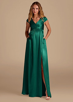 Azazie Allessia Abiti da damigella d'onore premaman Abito A-Line Raso Metallizzato Floor-Length image4