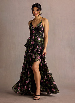 Megan Black Multi Floral Maxi Dress image3