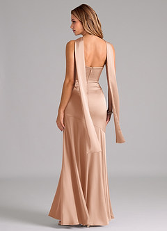 Azazie Shiloh Bridesmaid Dresses Rose Gold Mermaid Strapless Stretch Satin Convertible Dress image7
