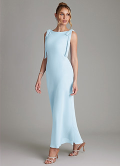 Azazie Luddie Bridesmaid Dresses Sky Blue Mermaid Bow Chiffon Dress image1