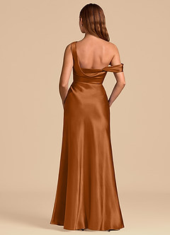 Azazie Madelyn 신부 들러리 드레스 인어 오프 더 숄더 메탈릭 새틴 바닥 길이 드레스 image6