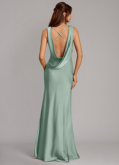 Azazie Cheryl Bridesmaid Dresses Agave Mermaid Stretch Satin Dress image1