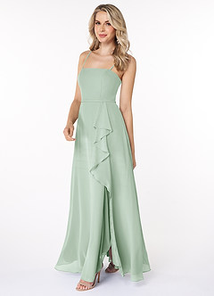 Azazie Kaylee Final Sale Agave A-Line Ruched Chiffon Dress image3