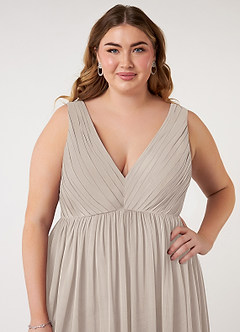 Azazie Ranvie Final Sale Black A-Line V-Neck Pleated Chiffon Dress image7