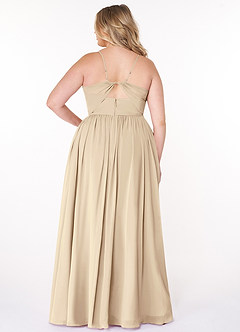 Azazie Cora Robes de demoiselle d'honneur Robe Trapèze en Mousseline de soie Plissée Champagne image7