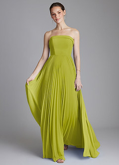 Azazie Mariana Bridesmaid Dresses Lemongrass A-Line Strapless Chiffon Dress image5