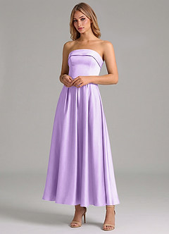 Azazie Lucienne Brudtärnklänningar Klä av A-Linje i Stretch Satin Plisserad Lila image4