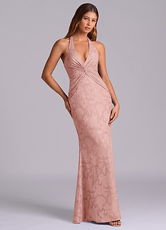 Azazie Valerie Final Sale Rosette Mermaid Pleated Floral Burnout Dress image5