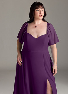 Azazie Chloe Bridesmaid Dresses Grape A-Line Sweetheart Neckline Chiffon Dress image12