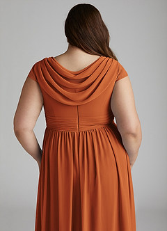 Azazie Organa Robes de demoiselle d'honneur Robe Trapèze en Mousseline de soie Plissée Cannelle image12