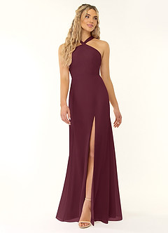 Azazie Rue Bridesmaid Dresses Cabernet A-Line Halter Chiffon Dress image1