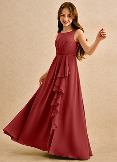 Azazie Chibi Girls Formal Flower Girl Dresses Rust A-Line Pleated Chiffon Dress image5