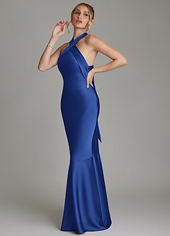 Azazie Reign Bridesmaid Dresses Royal Blue Mermaid Pleated Stretch Satin Dress image6
