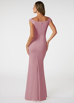 Azazie Nicolina Bridesmaid Dresses Vintage Mauve Mermaid Square Neckline Stretch Crepe Dress image2