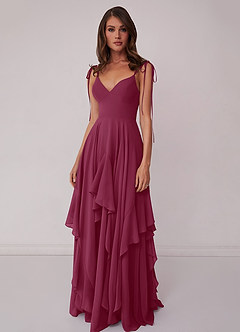 Barbie ♥ Azazie Bridesmaid Dresses Mulberry A-Line Bow Chiffon Dress image4