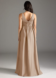 Azazie Yetta Maternity Bridesmaid Dresses A-Line Pleated Stretch Satin Floor-Length Dress image7
