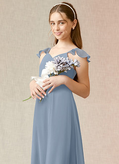 Azazie Everett Junior Dusty Blue A-Line Chiffon Dress image6