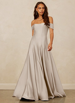 Christian Siriano Bridal for Azazie 1002 Bridesmaid Dresses Frost A-Line Off the Shoulder Stretch Satin Convertible Dress image1
