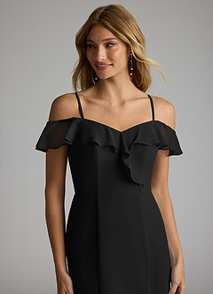 Azazie Sophie Jurken voor bruidsmeisjes Converteerbaar Jurk van Chiffon met A-Lijn Off the Shoulder Zwart image2