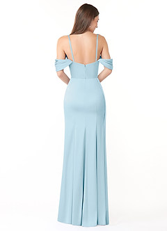 Azazie Amyra Bridesmaid Dresses Sky Blue Sheath Off the Shoulder Stretch Satin Convertible Dress image3