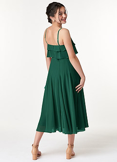Azazie Ensley Junior Emerald A-Line Pleated Chiffon Dress image6
