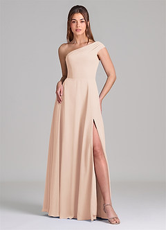 Azazie Melanie Final Sale Dusty Blue A-Line Off the Shoulder Chiffon Dress image3