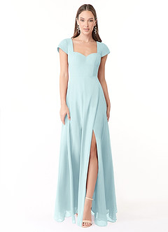 Azazie Hainsly Abiti da Damigella Abito A-Line in Chiffon Scollo a Cuore Sea Glass image1