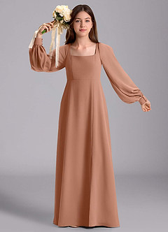 Azazie Bondi Junior Robe Trapèze en Mousseline de soie Blouson Bronze image5