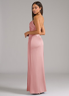 Azazie Marla Bridesmaid Dresses Powder Pink Sheath Strapless Stretch Satin Convertible Dress image5