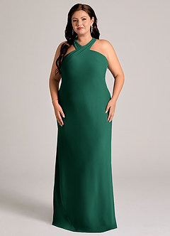 Azazie Doretta Robes de demoiselle d'honneur Robe Sirène en Mousseline de soie Plissée émeraude image6