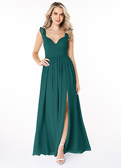 Azazie Stassie Bridesmaid Dresses Peacock A-Line Sweetheart Ruched Chiffon Dress image3