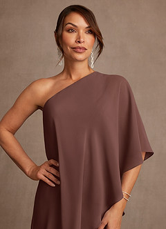Azazie Wilma Mother of the Bride Dresses Espresso Sheath One Shoulder Floral Burnout Dress image6